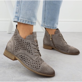 Bottes ouvertes des femmes en daim khaki potocki sz12091 5