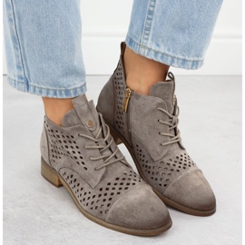 Bottes ouvertes des femmes en daim khaki potocki sz12091 6