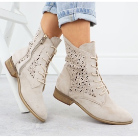 Bottes ouvertes pour femmes en daim beige Potocki 4