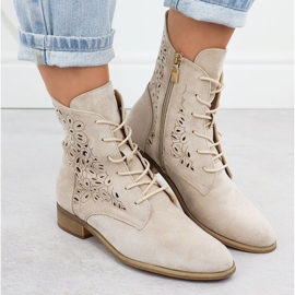 Bottes ouvertes pour femmes en daim beige Potocki 6
