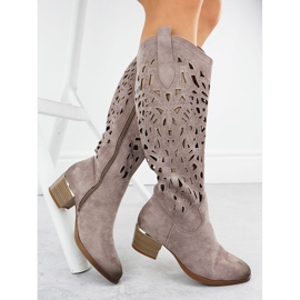 Bottes ouvertes avec en daim sombre beige Vinceza 58453 2