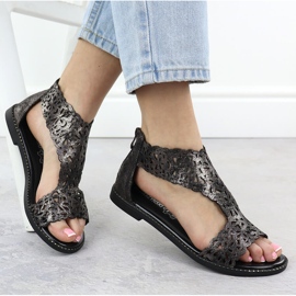 Sandales des femmes Openwork Platinum Czarne M. Daszyński MR24148-2 le noir 4