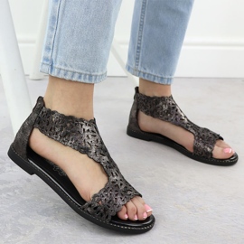Sandales des femmes Openwork Platinum Czarne M. Daszyński MR24148-2 le noir 5