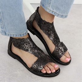 Sandales des femmes Openwork Platinum Czarne M. Daszyński MR24148-2 le noir 6