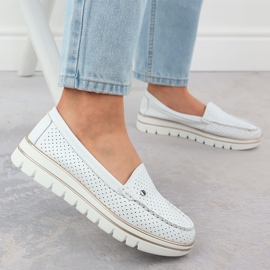Modages en cuir OpenWork sur la plate-forme White Filippo DP7006 blanche 5