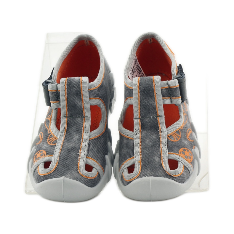 Befado chaussures pour enfants pantoufles 190p082 gris orange 4