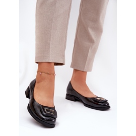S.Barski Ballerines en cuir avec décoration MK51-059 Black le noir 2