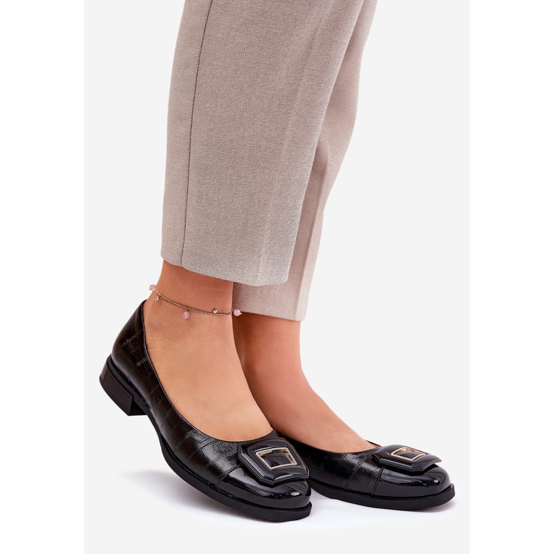 S.Barski Ballerines en cuir avec décoration MK51-059 Black noir 1