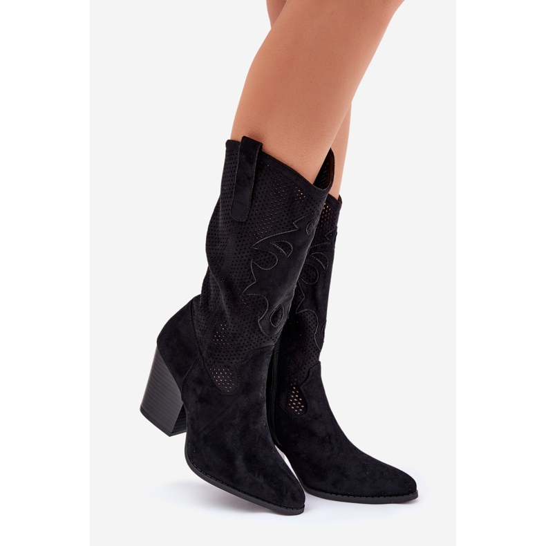 Bottes ouvertes sur le post S.Barski Hy51-606 noir le noir 1