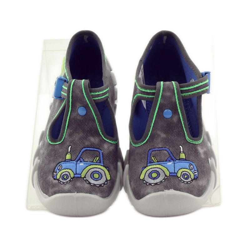 Chaussons garçon tracteur Befado 110p316 bleu gris vert 4