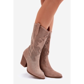 Bottes de cowboy ouverts sur le post S.Barski Hy51-606 Beige 1