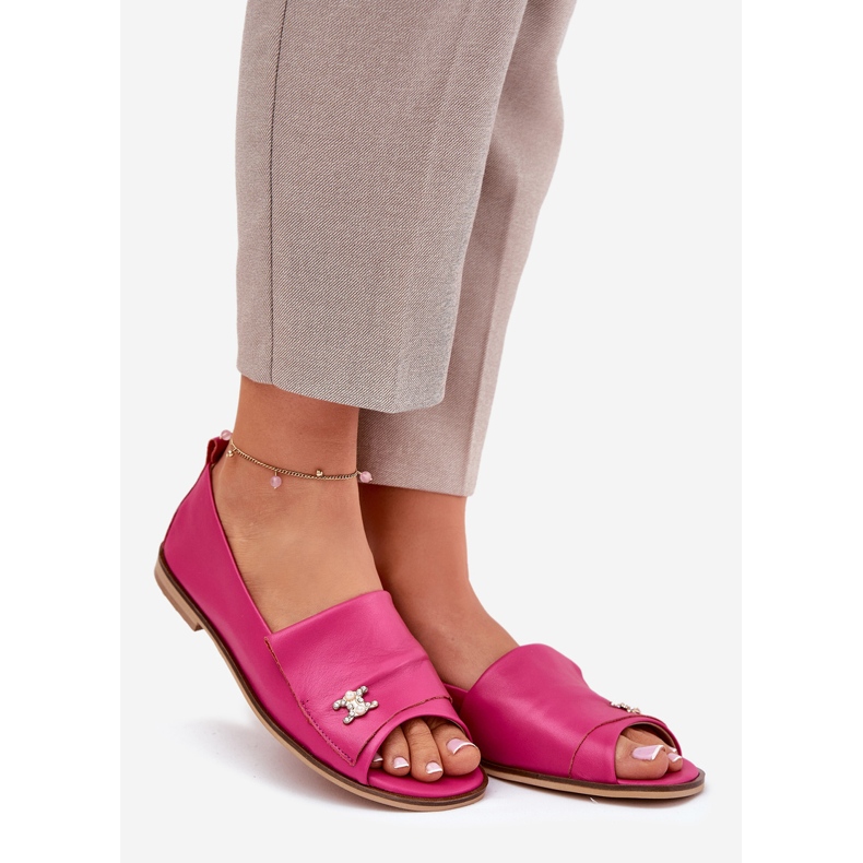 Ballerines élégantes en cuir avec doigts nus Zazoo 1865 Fuchsia rose 1