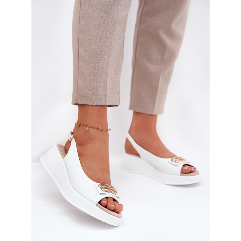 S.Barski Sandales en cuir pour femmes avec un détail décoratif S. Barski LR51-593 blanc 2