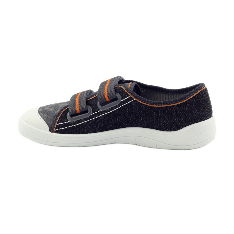 Chaussons baskets garçon navets Befado gris orange le noir 2