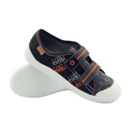 Chaussons baskets garçon navets Befado gris orange noir 3