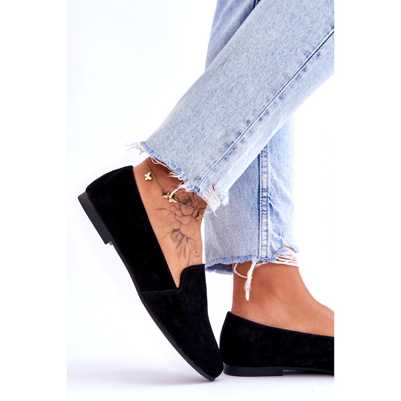S.Barski Looms en daim en cuir des femmes ouvertes noires 3