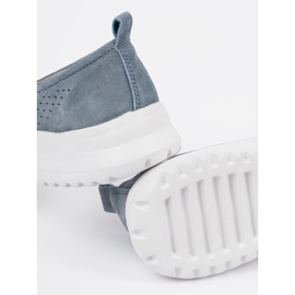 Goodin Mocassins bleus en cuir sur la plate-forme 2