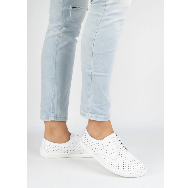 Pollonus Polylonus en cuir féminin blanc pieds nus 5-1288-018 blanche 1