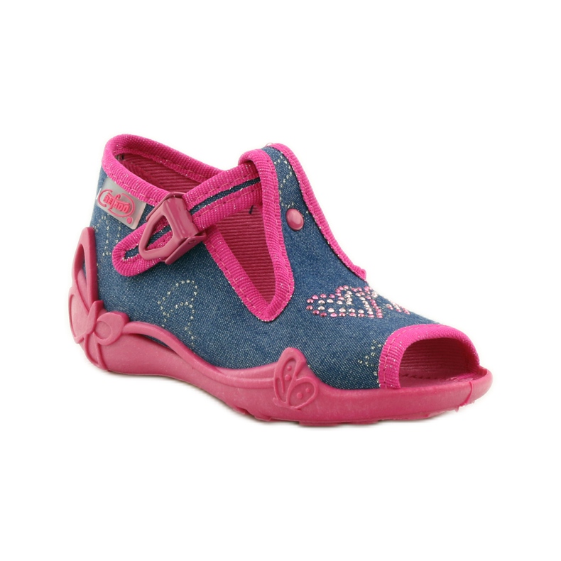 Befado 213p101 pantoufles avec un coeur bleu marine rose 1