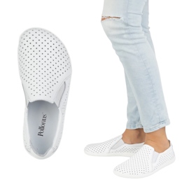 Pollonus Pollon pour femmes en cuir blanc aux pieds nus 5-1308-025 1