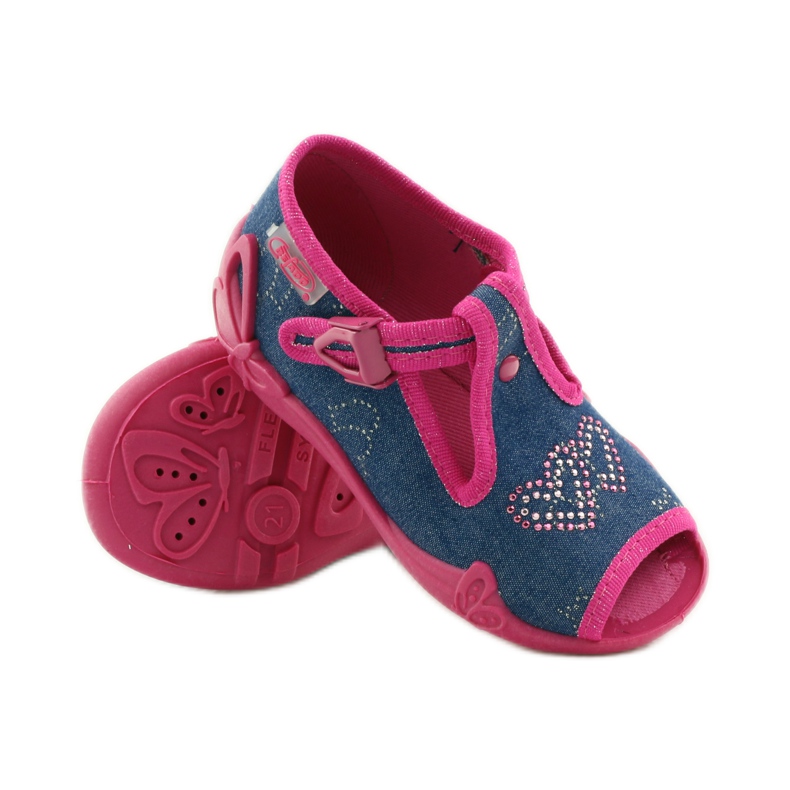 Befado 213p101 pantoufles avec un coeur bleu marine rose 3