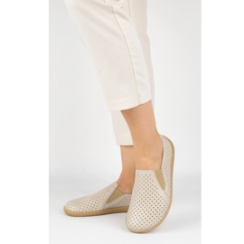 Les chaussures pour femmes en cuir aux pieds nus ont glissé Pollonus Vanilia 5-130-022 beige 2