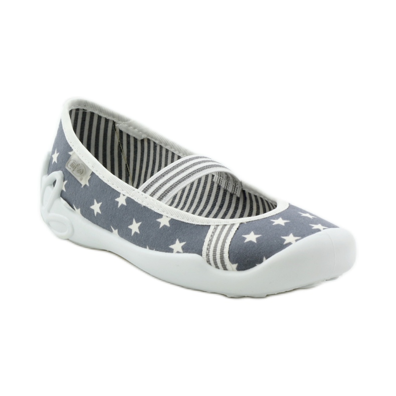 Chaussons fille Befado 193y064 étoiles gris blanc 1