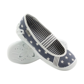 Chaussons fille Befado 193y064 étoiles gris blanche 3