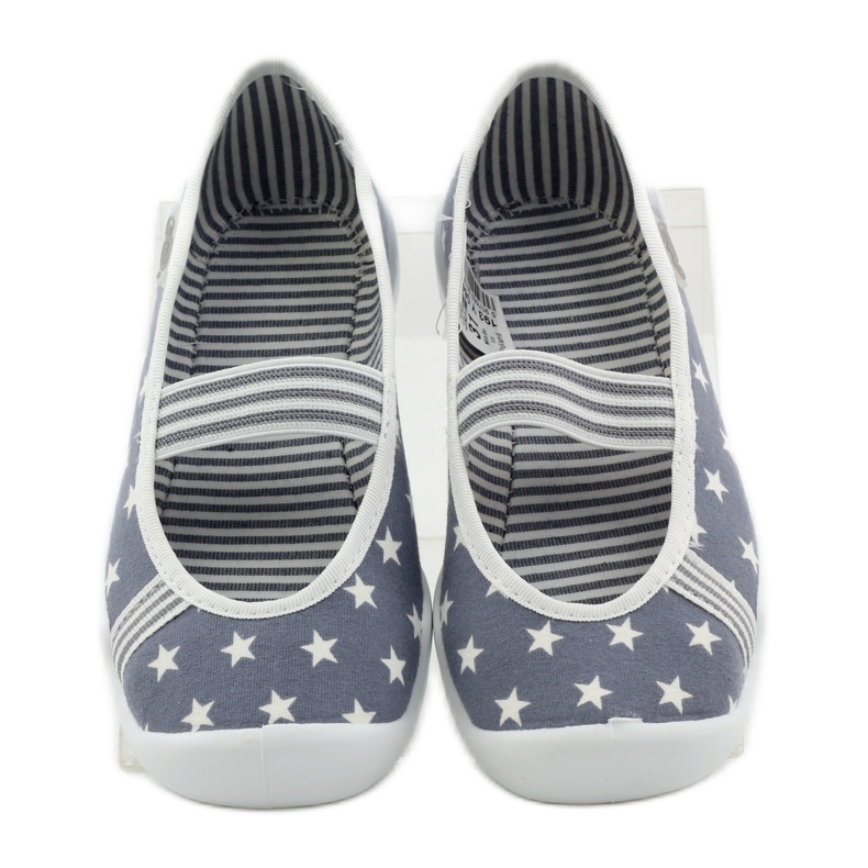 Chaussons fille Befado 193y064 étoiles gris blanc 4