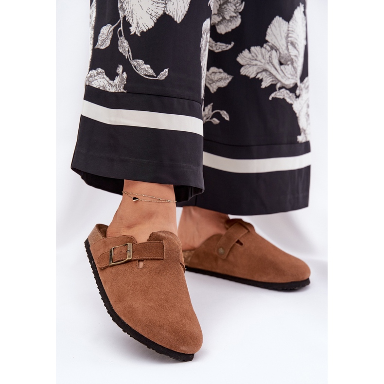 Flip en daim féminin -flops avec Big Star RR274A387 Brown Buckle brun 2