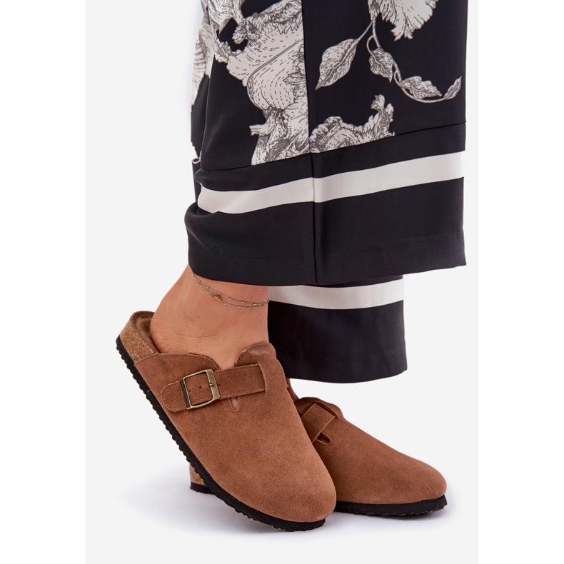 Flip en daim féminin -flops avec Big Star RR274A387 Brown Buckle brun 1