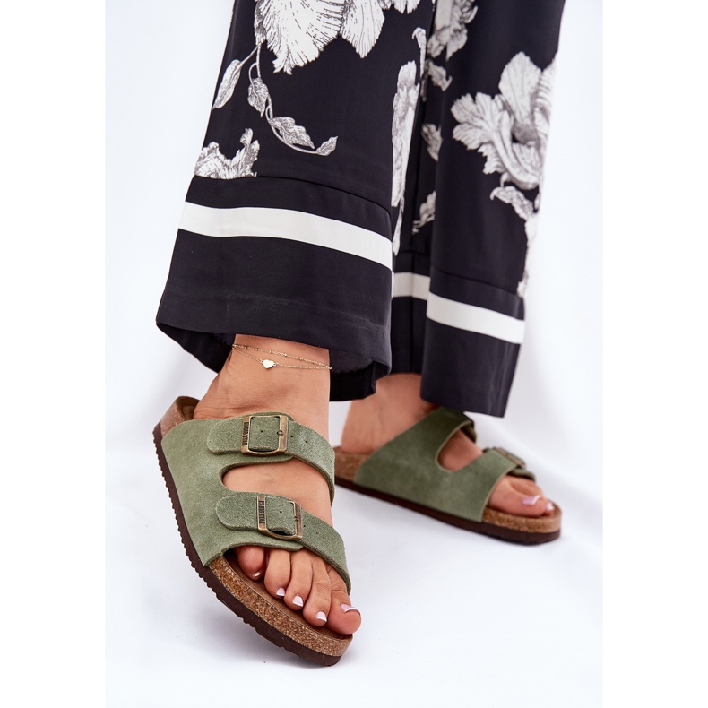 Les tongs en daim féminins avec Big Star RR274A393 Pinces vertes 2