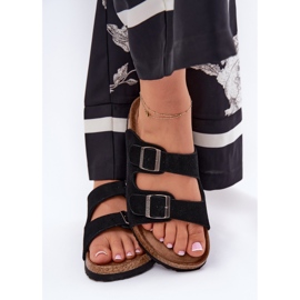 Les tongs en daim féminins avec Big Star RR274A390 Boucles noires 2