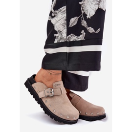 Suede Flip -Flops Clogs pour femmes sur la plate-forme Big Star RR274A376 Beige 1