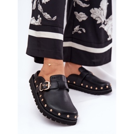 Flip en cuir -flops des sabots pour femmes sur la plate-forme noire Big Star RR274A378 le noir 2