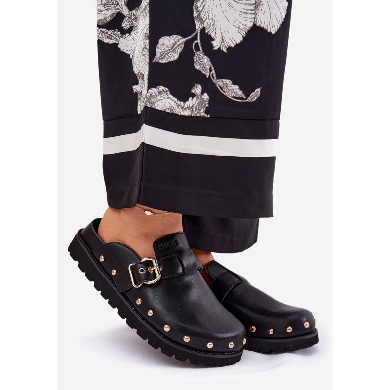 Flip en cuir -flops des sabots pour femmes sur la plate-forme noire Big Star RR274A378 1