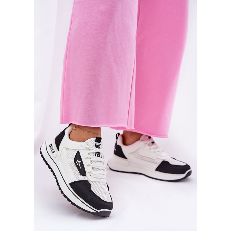 Chaussures sportives pour femmes sur la plateforme Big Star RR274A223 Système Hi-Poly Système blanc et noir blanche 2