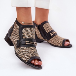 Bottes en cuir pour femmes avec doigts nus maciejka 06934-39 / 00-1 noir et beige 2