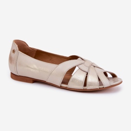 Ballerines en cuir avec doigts nus maciejka 06908-25 / 001-1 Zloty Wiped d'or 4