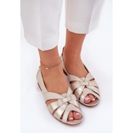 Ballerines en cuir avec doigts nus maciejka 06908-25 / 001-1 Zloty Wiped d'or 5