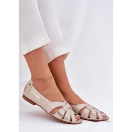 Ballerines en cuir avec doigts nus maciejka 06908-25 / 001-1 Zloty Wiped d'or 7