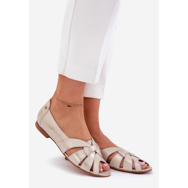 Ballerines en cuir avec doigts nus maciejka 06908-25 / 001-1 Zloty Wiped doré 1