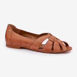 Ballerines en cuir avec doigts nus maciejka 06908-29 / 001-1 marron brun 4