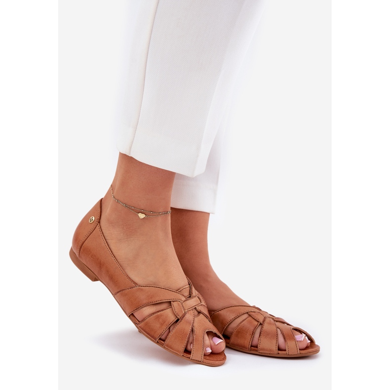 Ballerines en cuir avec doigts nus maciejka 06908-29 / 001-1 marron brun 1