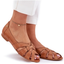 Ballerines en cuir avec doigts nus maciejka 06908-29 / 001-1 marron brun 10