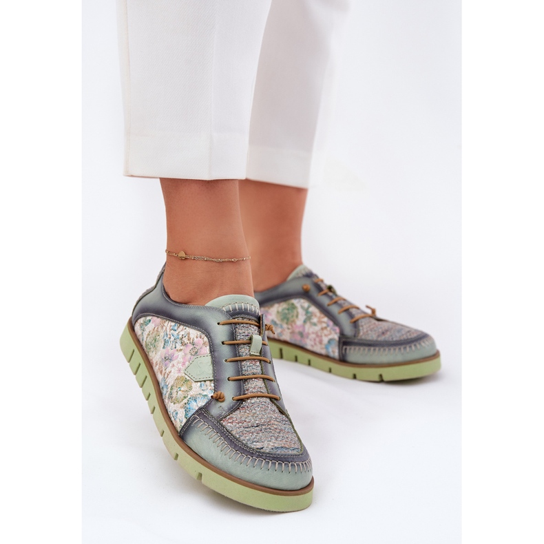 Chaussures en cuir pour femmes à motifs Maciejka 06784-09 vert 2