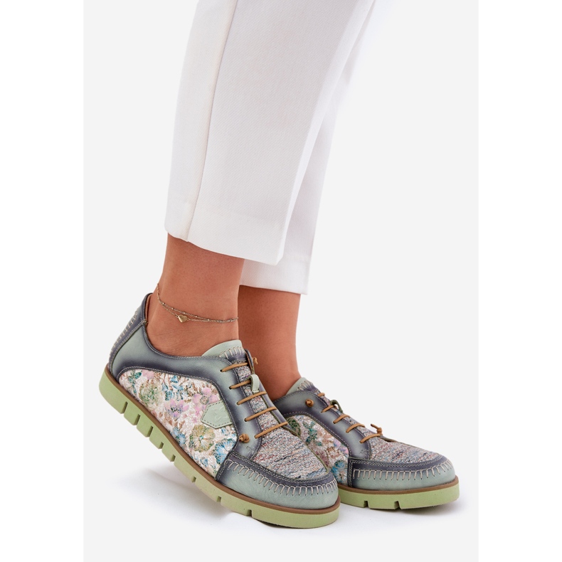 Chaussures en cuir pour femmes à motifs Maciejka 06784-09 vert 1