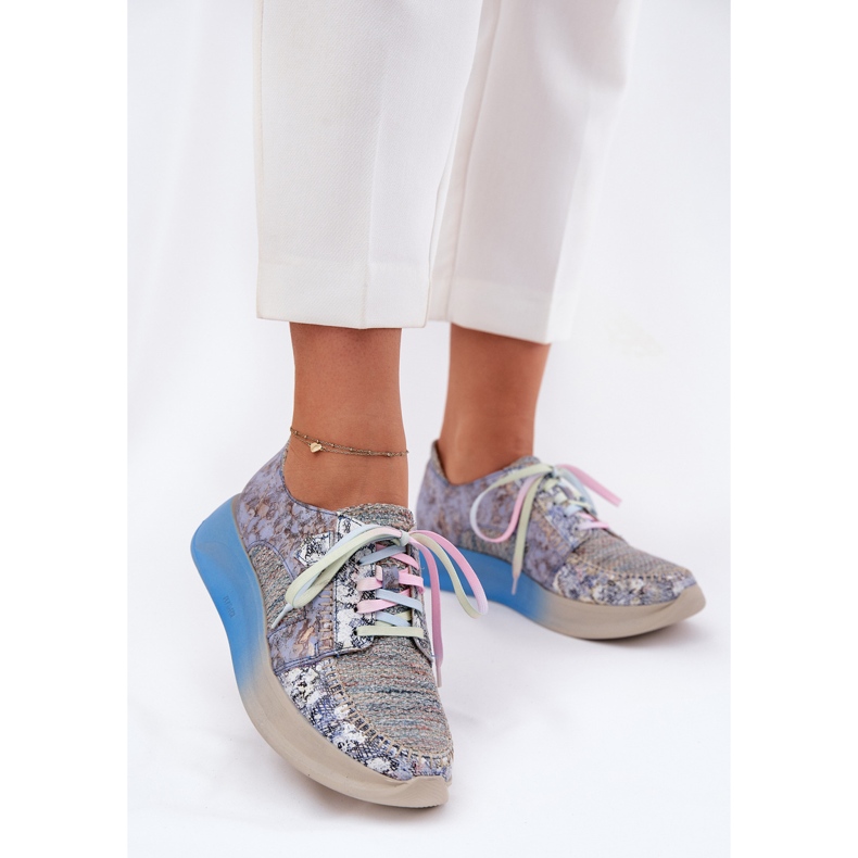 Chaussures en cuir pour femmes sur la plate-forme Maciejka 06776A-06 Bleu 2