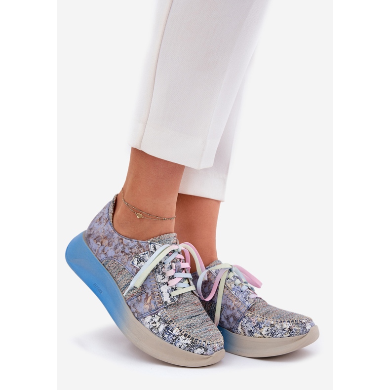 Chaussures en cuir pour femmes sur la plate-forme Maciejka 06776A-06 Bleu 1