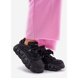 Baskets en cuir pour femmes sur la plate-forme massive Goe RR2N4044 Black le noir 1
